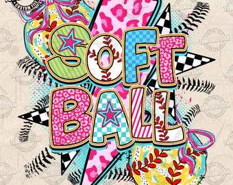 Retro Softball Png, Game Day Png, Leopard Softball Coquette Png, Brushstroke Softball Mom Png, Preppy Softball , Mama Png, Sublimation File