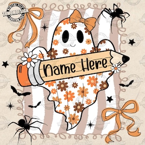 Benutzerdefinierte Halloween Lehrer Png, Halloween Png, Süßer Geist Png, Gruselige Saison Png, Preppy Gruseliger Lehrer Png, Halloween Png, Sublimationsdatei