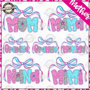 Pink Mama Nana Mimi Bundle Png, Preppy Mama Png, Mothers Day Png, Retro Mama Png, Checkered Mama Png, Mama Coquette Png, Sublimation File