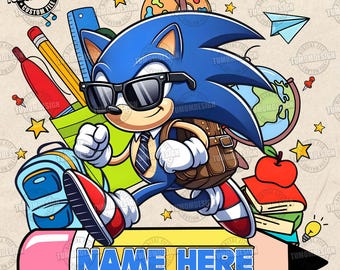 Benutzerdefinierte Cartoon zurück zu Schule Png, Cartoon Kindername Png, Geschenk für Kind Schule Png, Bruh Wir zurück, blaue Monster Schule, Sublimationsdatei