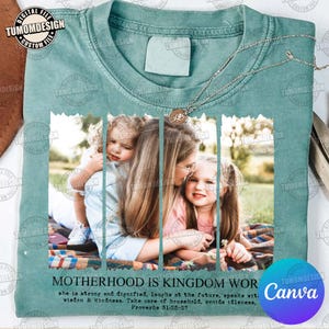 Mother&#39;s Day Add Your Photo Canva Template, Custom Mom Canva Frame, Motherhood Is Kingdom Work Canva Template, Best Mom, Sublimation File