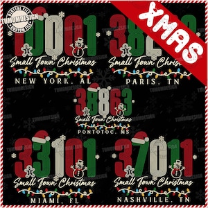 Custom Zip Code Christmas PNG, Small Town Christmas Png, Festive Holiday Numbers Png, Christmas Png, Santa Hat Lights Png, Sublimation File