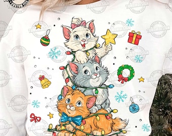 Gatos navideños de dibujos animados (Png), Pincelada (Png), Regalos de temporada (Png), Navidad mágica (Png), Dibujos animados de Navidad (Png), Navidad infantil (Png), Archivo de sublimación
