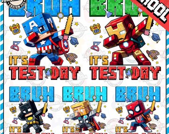 ¡Hermano, es día de examen! ¡Tienes este paquete PNG! ¡Experimenta el examen PNG! Día de examen de juego PNG. Citas de profesores. Prueba de personajes de juego. Archivo de sublimación.