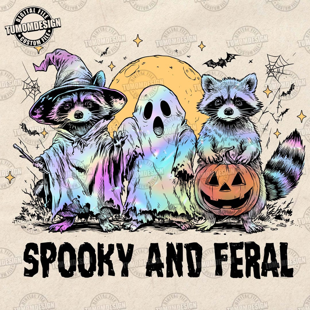 Retro Spooky and Feral Raccoon Png, Creepy Cute Raccoon Ghost Png ...