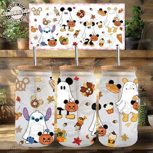 Fall 16oz Libbey Can Glass Png, Cartoon Movie Glass Can, Autumn Vibes 16oz Libbey Can PNG, Hello Fall 16oz Glass Can Wrap, Sublimation File