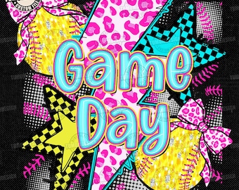 Softball Preppy Game Day PNG, Softball Png, Boujee Softball Png, Game Day Png, Softball Coquette Bow, Softball Glitter Png, Sublimation File