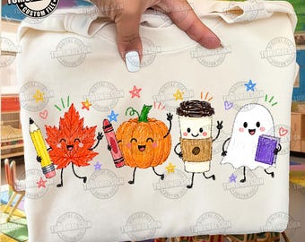 Teacher Pumpkin Png, Cute School Supplies PNG, Teacher Shirt Design, Fall Thanksgiving Png, Bookish Png, Halloween Png, Sublimation File