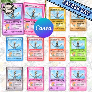 Aangepaste fotokaart Canva bewerkbaar, anime Vaderdagkaart png, cadeaus voor vader, kaart beste vader ooit, gepersonaliseerde kaart voor vader, sublimatiebestand