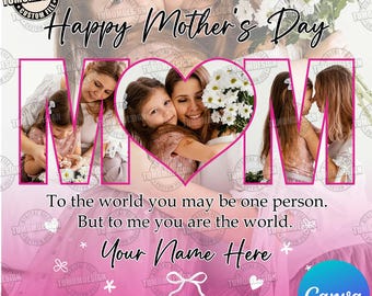 Plantilla de Canva para el Día de la Madre, Paquete de diseños para mamás, Plantilla de Canva para llevar un corazón en la manga, Plantilla de Canva para la mejor mamá, Canva para mamás, Archivo de sublimación