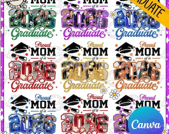Proud Family Graduation Insert Photos Editable Canva Template, Graduation Senior 2026 Canva Editableng, Proud Mom Graduate, Sublimation File