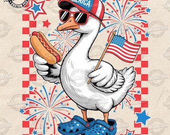 4th Of July Goose PNG, Funny 4th of July Png, Retro Patriotic Fourth of July Png, Cute American Goose Shirt , America Png, Sublimation File