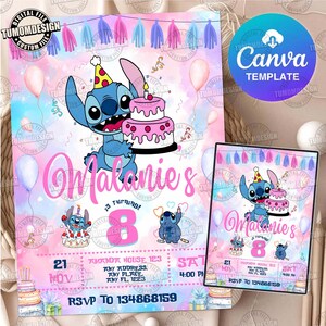 Blue Monster Birthday Party Invitation Template, Party Canva For Kid, Cartoon Movie Bday Canva Template, Editable Cartoon, Sublimation File