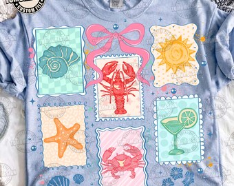Vintage Summer png, Coastal Png, Summer coquette Png, Beach png, Crab Png, Seashell Png, Coastal Aesthetic, Sunshine Png, Sublimation File