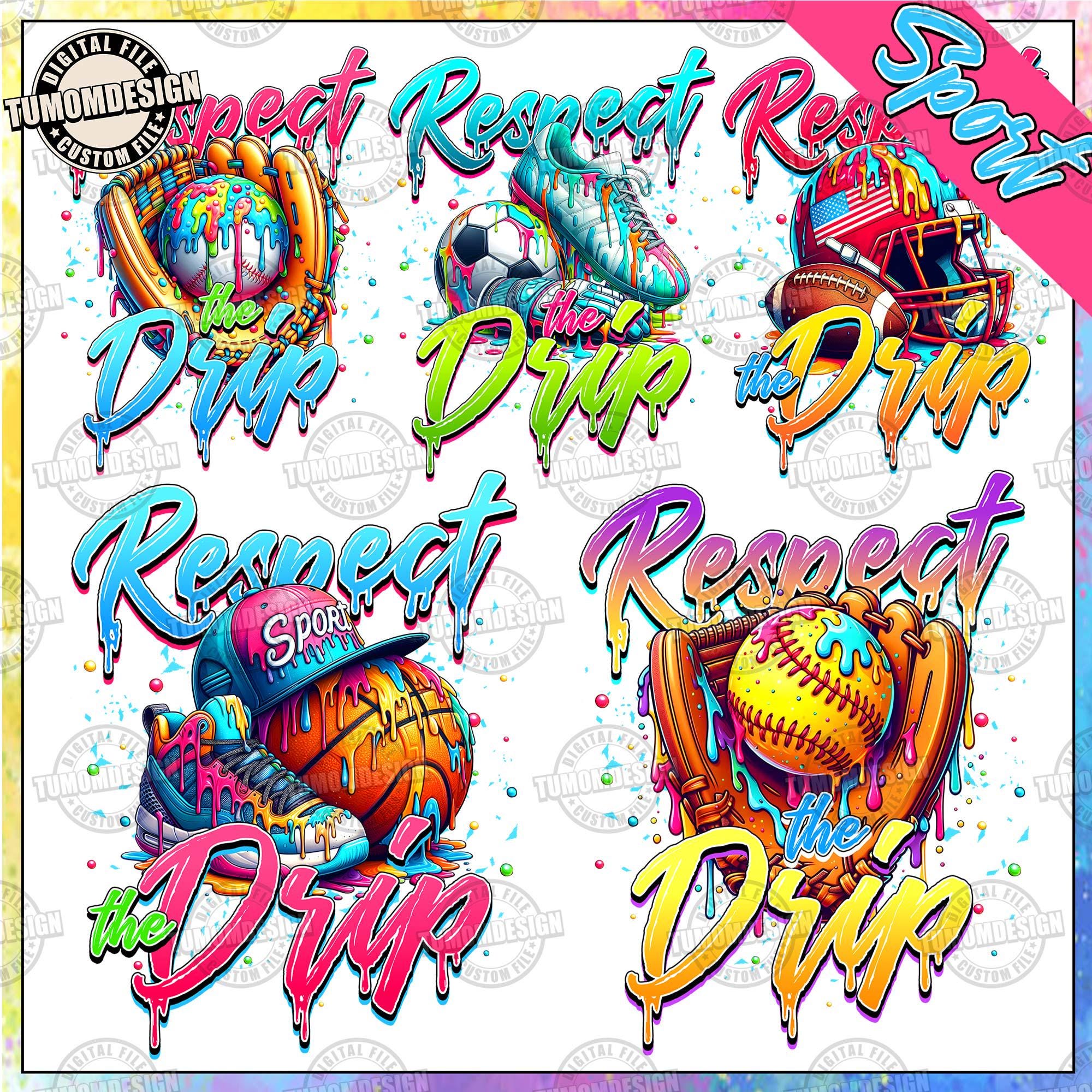 Respect The Drip Png Bundle, Baseball Mama Png, Retro Baseball Png, Baseball Drip , Softball Mom Png, Ice Cream Drip Png, Sublimation File