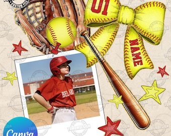 BENUTZERDEFINIERTE Canva Vorlage Softball Foto Insert Png, Softball Canva Png, Trending Png, Coquette Softball Png, Softball Mom, Sublimationsdatei