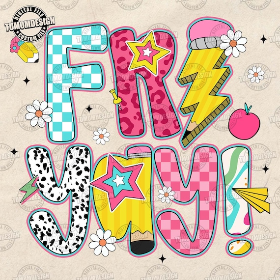 School Teacher Png, Fri-Yay Png, Happy Friday Png, Back to School Png, First Day of School Png, Pencil Retro Teacher Png, Sublimation File