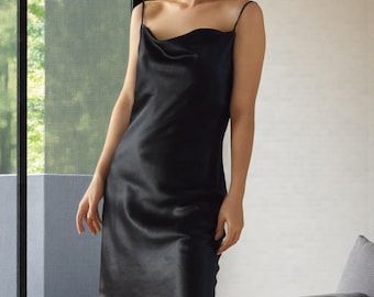 Vestido camisola de seda: 19/22 Momme de seda morera con cuello vuelto