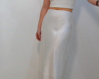 Falda midi de seda morera de 22 momme - Cintura alta, grado 6A