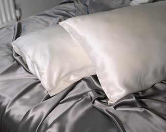 Two pieces Luxury Mulberry Silk Pillowcases Set: 6A Grade, Beauty Sleep 19momme