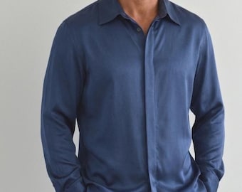 Camisa de seda Mulberry: Camisa de manga larga con botones