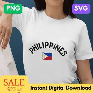 Minimalist Filipino Flag SVG PNG - Philippines Flag Clipart & Cricut Files, PH Patriotic Designs for Shirts and Tote Bags, Instant Download