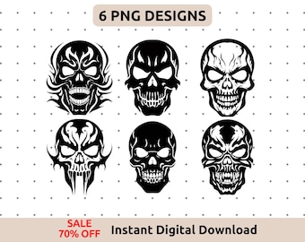 Pacote de PNGs de Caveiras Macabras - Esqueleto, Ceifador, Arquivos PNG de Caveira Transparentes, Clipart de Halloween para Download Instantâneo