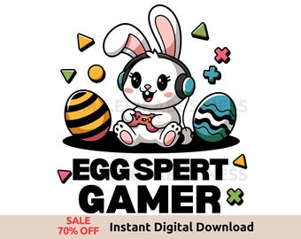 Ei-spert Gamer PNG | Süßer Gaming Osterhase | Hase Clipart | Ostern Videospiel PNG | Kinder Gaming Shirt Design | Digitale Datei