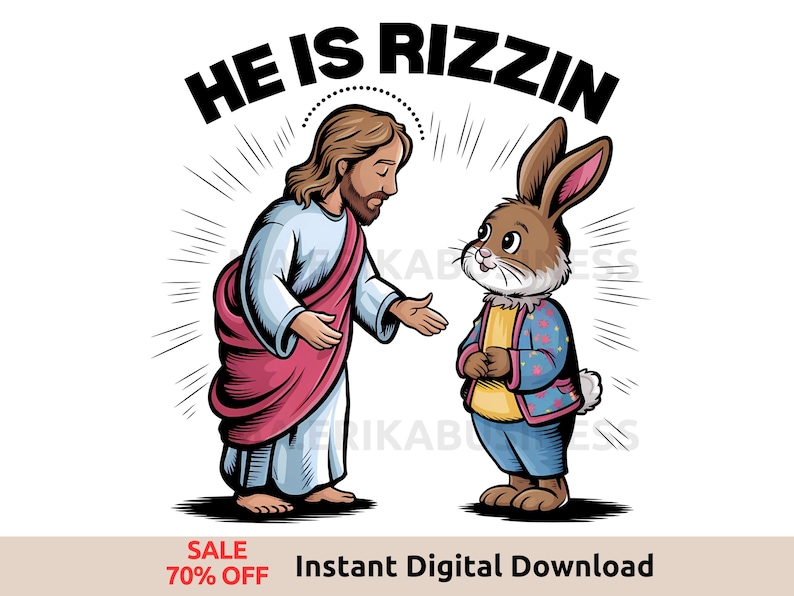 He is Rizzin PNG | Funny Easter Christian Meme | Jesus and Easter Bunny ...