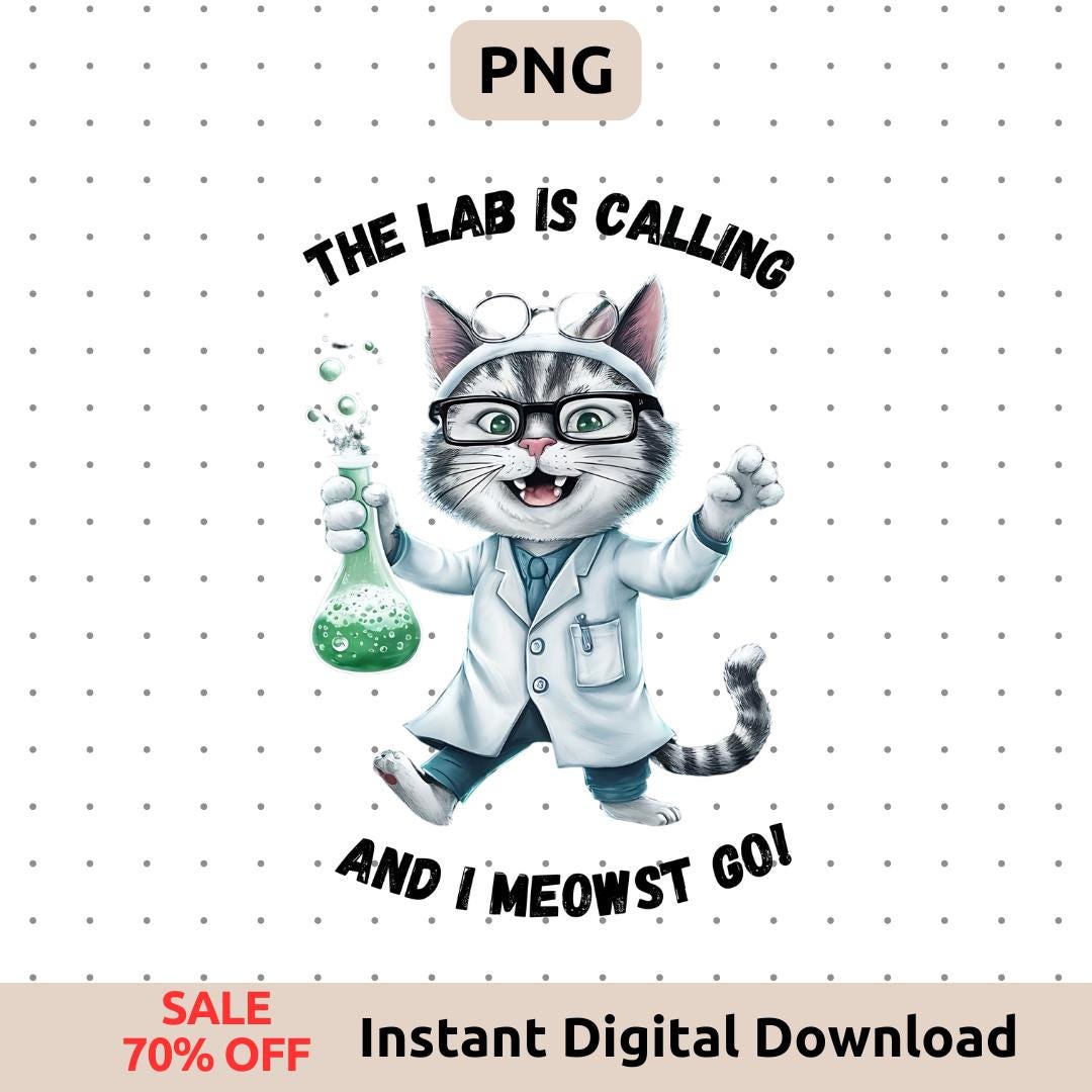 Funny Cat Scientist PNG | Chemistry Lab Tech Design | the Lab is ...