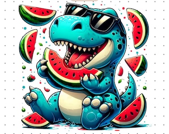 Dinosaur PNG Watermelon Art Melonsaurus PNG Baby Dino T shirt Design Trex Clipart Retro Dinosaur Sublimation PNG Dino Lover Shirt Gift Idea