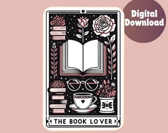 The book lover tarot card, bookclub png, Books png, bookish png, librarian png, fox png, reading png, romance book lover, bookish png