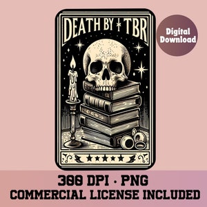 Tod durch TBR, TBR, Skeleton Tarot, Buch png , Halloween png , Buchclub png, Bücher png, Bücherwurm png, Hexe png, Lesen png, Buchliebhaber,