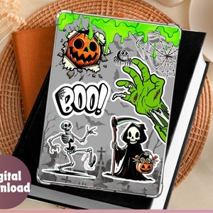 Halloween Kindle Insert For Clear Case, fall kindle insert, kindle cover, Halloween png, printable kindle skin, Paperwhite, spooky kindle