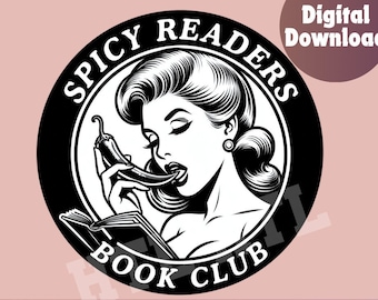 Spicy reader book club, smut png,  vintage retro png, bookclub png, spicy book png, bookish png, trendy vintage, reading png, book lover
