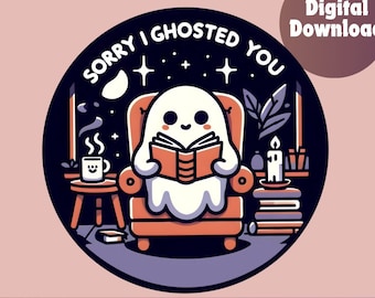 Bookish ghost, Halloween bookish, Halloween png, Book png, bookclub png, Books png, bookish png, reading png, book lover, spooky season png,