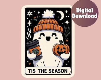Halloween png, Geist png, Tarotkarte png, Süßer Geist png, Herbst png, Tasse png, Spooky Vibes png, Tarotkarte Shirt, Spooky png