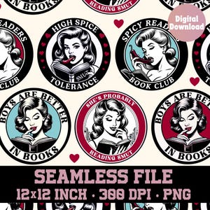 Smut reader pattern, smut png, Seamless Pattern, smut fabric, repeating pattern, fabric printing, spicy reading pattern, bookish pattern