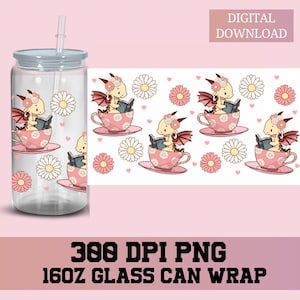 Fantasy girlie glass wrap, Books Libbey Wrap png, Libbey Glass Wrap, Glass Can wrap, UVDTF Sublimation, bookish png, 16oz Glass Can