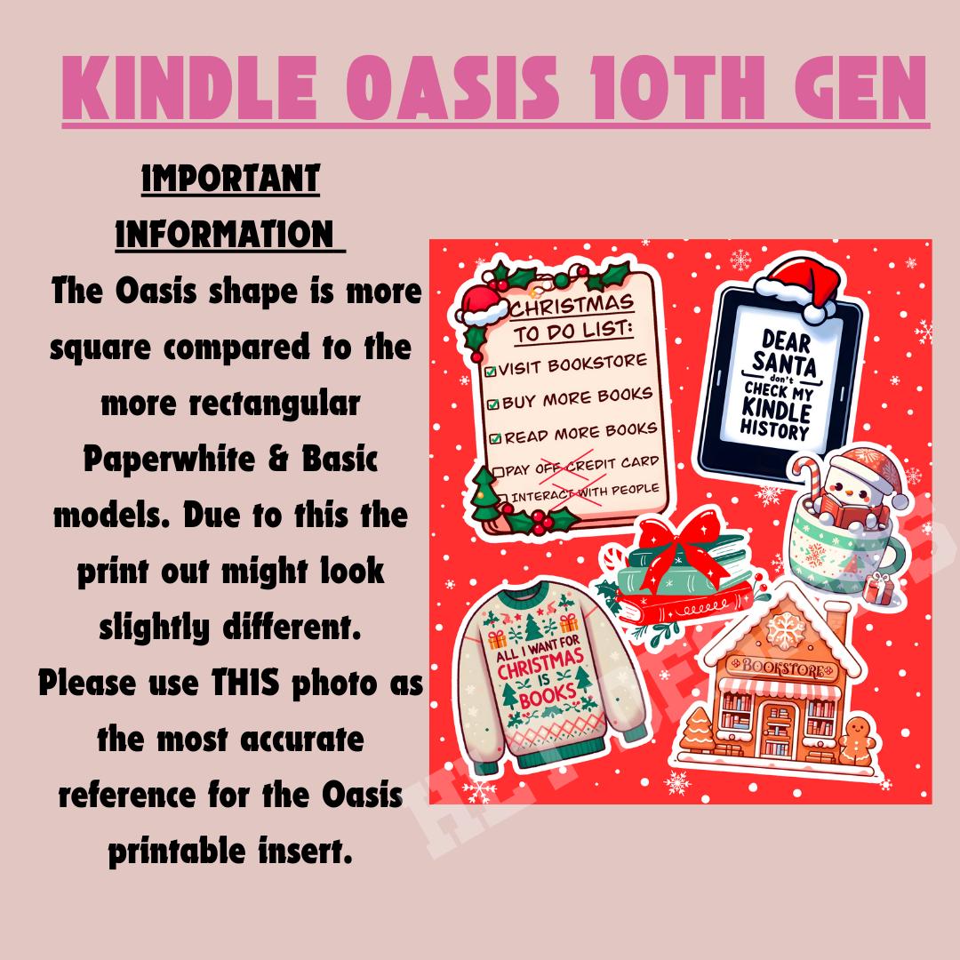 christmas kindle insert for clear case, kindle cover, printable