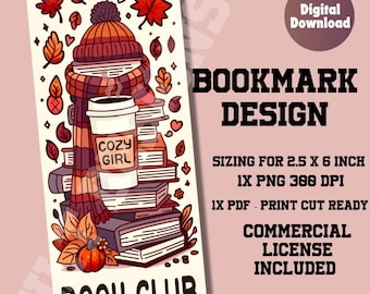 fall printable bookmark, bookmark printable, cozy girl bookmark, bookmark png, bookmark ideas, bookmark print, autumn bookmark