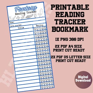 Fantasy Reading Tracker Bookmark, printable book tracker, Read Stats, Habit Tracking, reading log, reading tracker bookmark, digital tracker