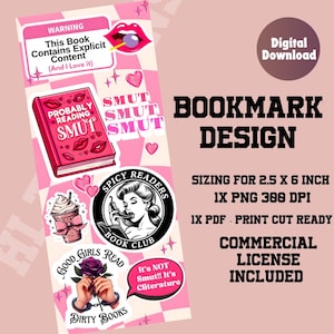 Smut Printable bookmark, bookmark printable, Smut bookmark, smut lover, bookmark png, bookmark ideas, bookmark print, dark romance book