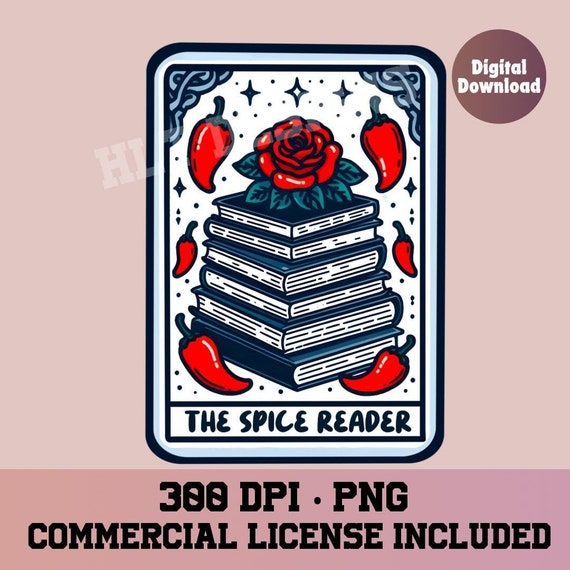 Spice reader tarot card, smut tarot card, spicy reader  png, Books png, bookish png,  png, spicy tarot, reading png, book lover, bookish png