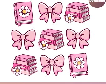 Coquette Bow png, bookish girlie Coquette png, Pink Bow, Aesthetic girl Png, Girlie coquette bow png, Book Lover png, Reading png, bookish