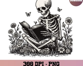 book reading skeleton, Bookish png, skeleton png, book lover png, bookclub png, Books png, fantasy reader png, reading png,  bookish sticker