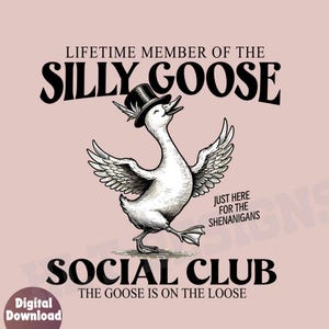 Silly Goose PNG, oie vintage, drôle d'oie, animal mignon png, cowboy oie, oie sarcastique, sublimation d'oie, silly goose en cavale