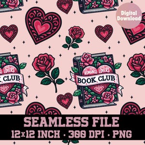 Romance reader Pattern, bookish seamless pattern, books seamless pattern, romance bookish pattern, 300 DPI PNG, bookish fabric, bookish