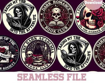 Dark romance seamless pattern, book seamless pattern, dark romance png, bookish Seamless Pattern, book repeating pattern, reading pattern,