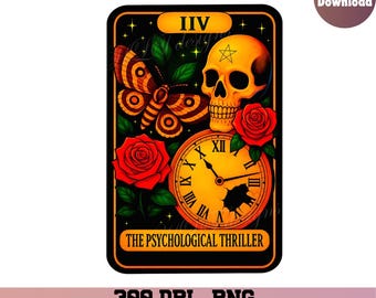 Psychological thriller tarot png, Horror book club png, horror png, murder png, bookclub png, Books png, bookish png, dark romance reader